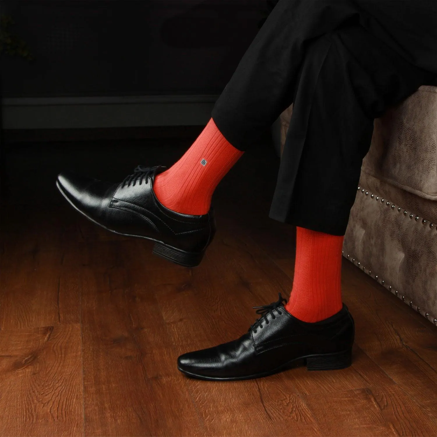 Cosmic Ribbed Formal Socks - Orange