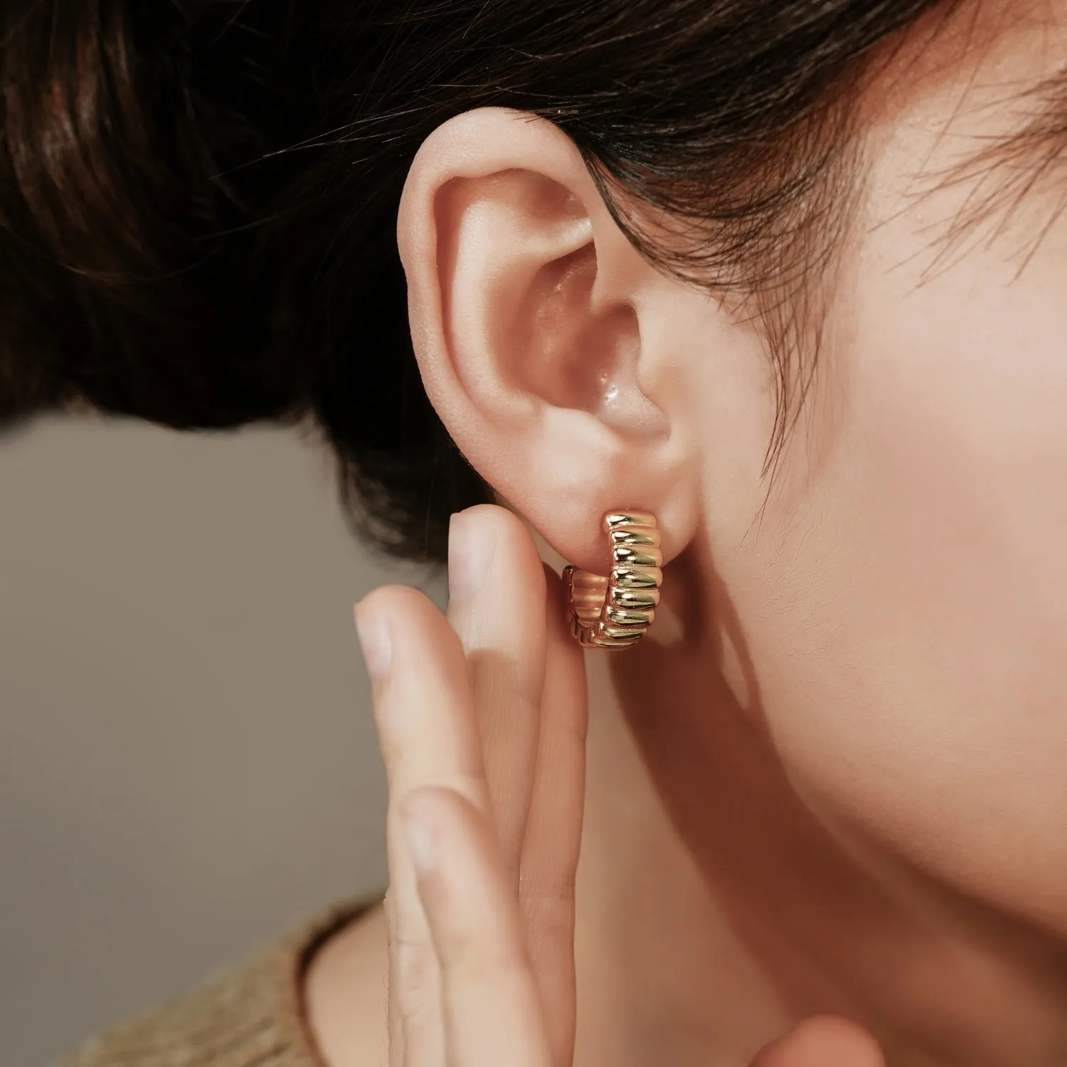 Croissant Dome Hoop Earrings