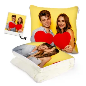 Custom Couple Photo Quillow - Multifunctional Throw Pillow and Quilt 2 in 1 - 47.25"x55.10"