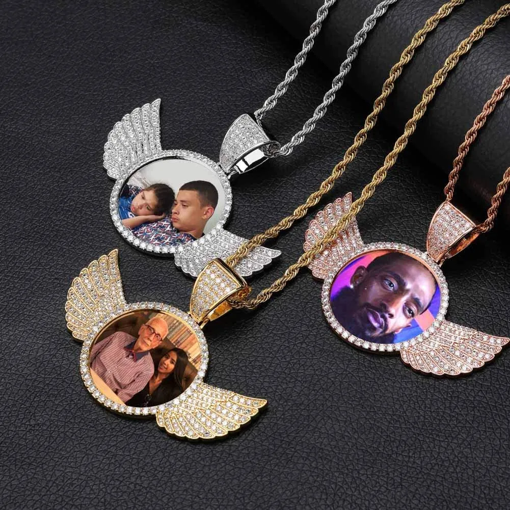 Custom Made Photo With Wings Medallions Necklace- Best Christmas Gifts For Women