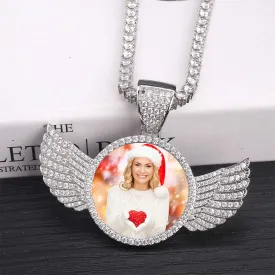 Custom Made Photo With Wings Medallions Necklace- Best Christmas Gifts For Women