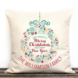 Custom Merry Christmas And A Happy New Year Canvas Pillow Cover