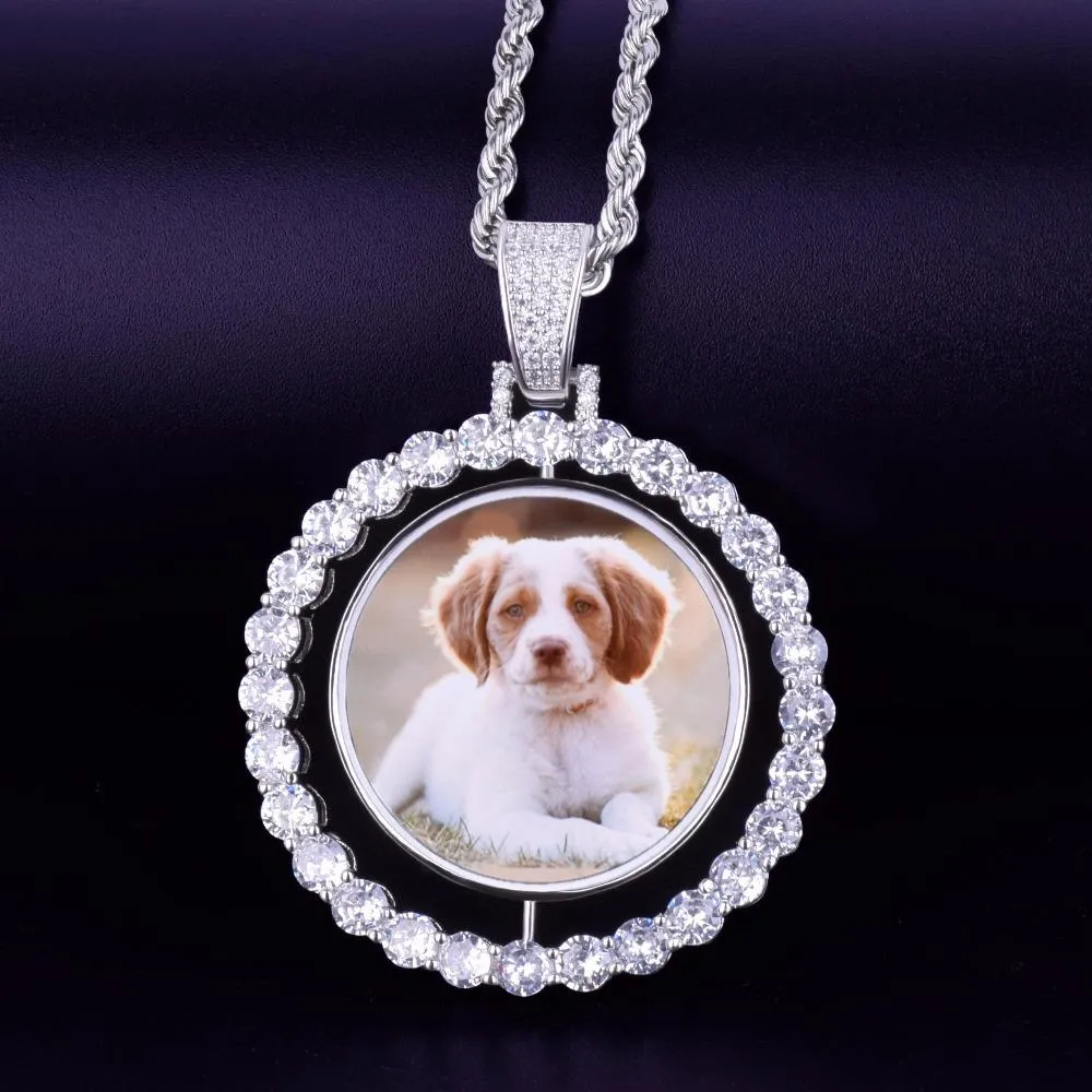 Custom Rotating Photo Medallions Necklace Christmas Gifts For Mom