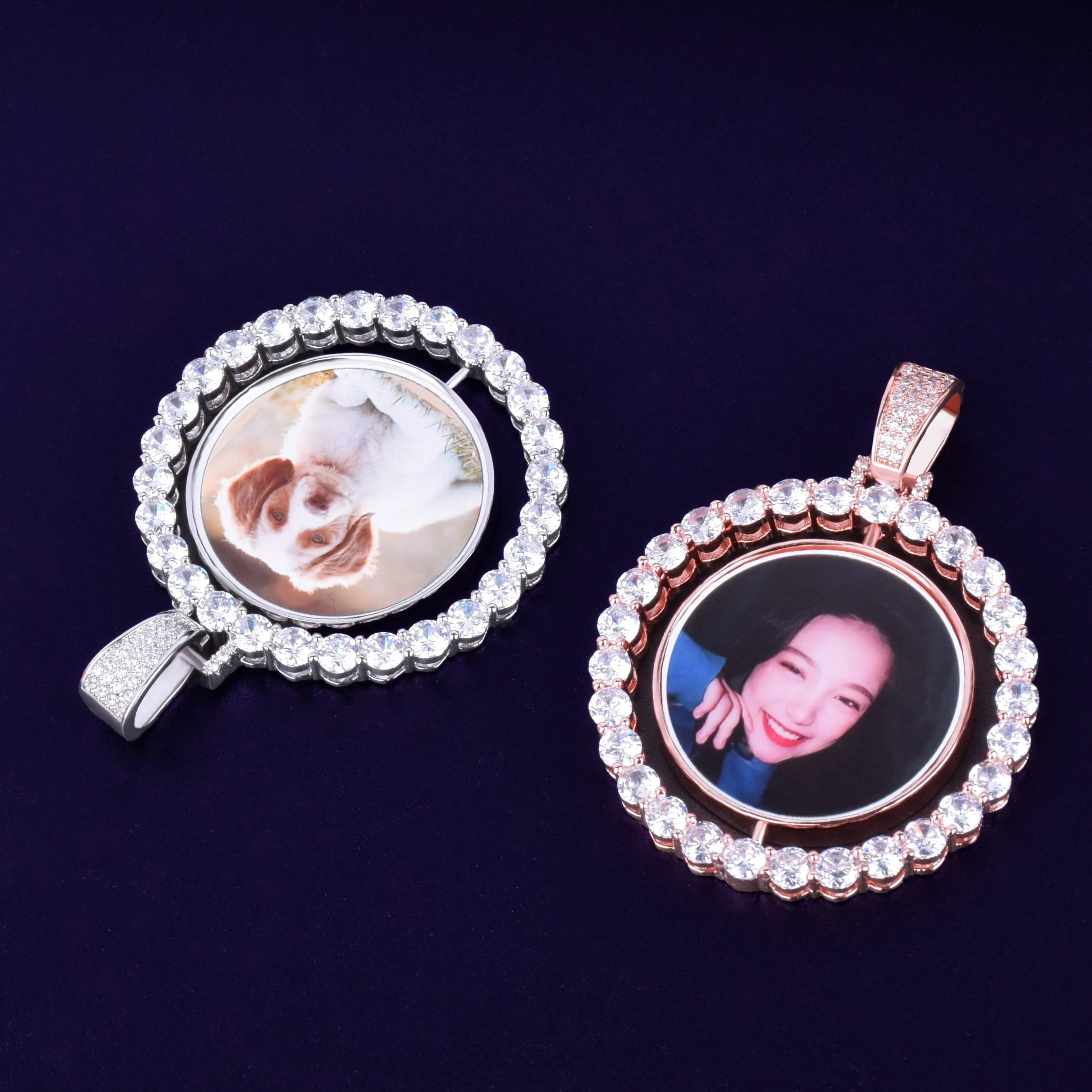 Custom Rotating Photo Medallions Necklace Christmas Gifts For Mom