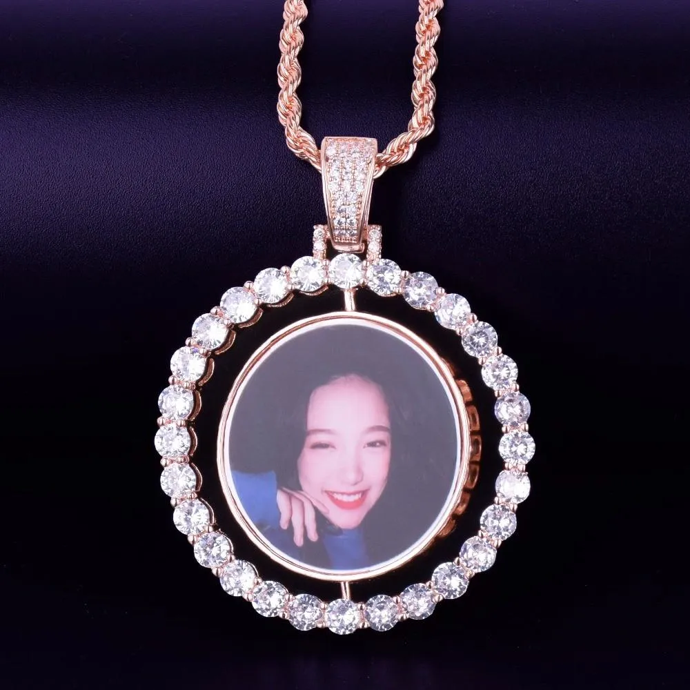 Custom Rotating Photo Medallions Necklace Christmas Gifts For Mom