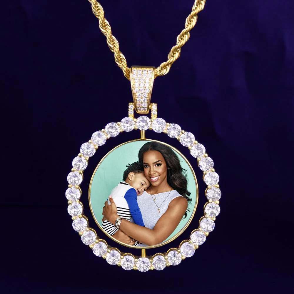 Custom Rotating Photo Medallions Necklace Christmas Gifts For Mom