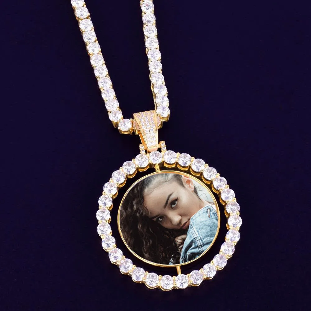 Custom Rotating Photo Medallions Necklace Christmas Gifts For Mom