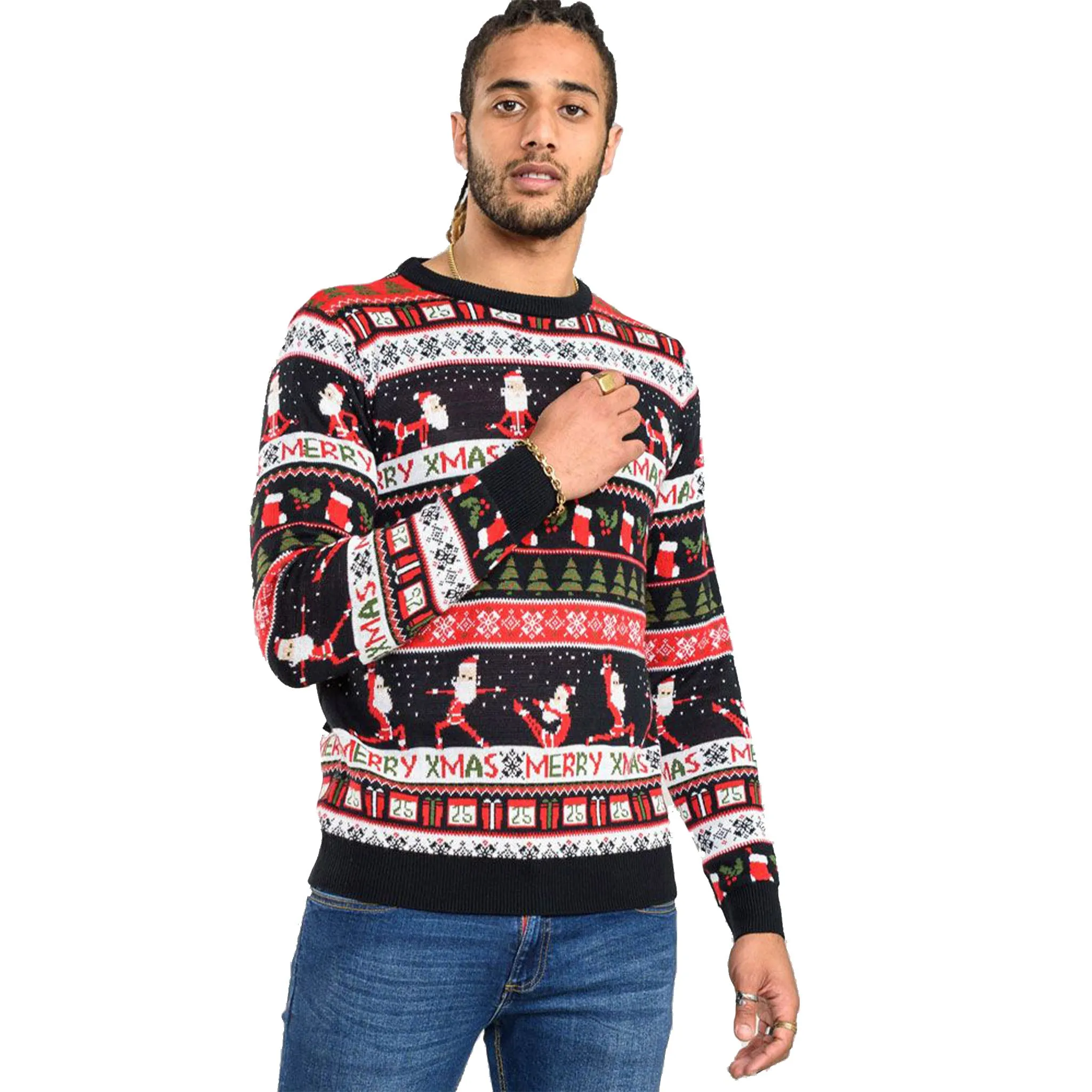 D555 Christmas Jumper - Eggnog Black/Red