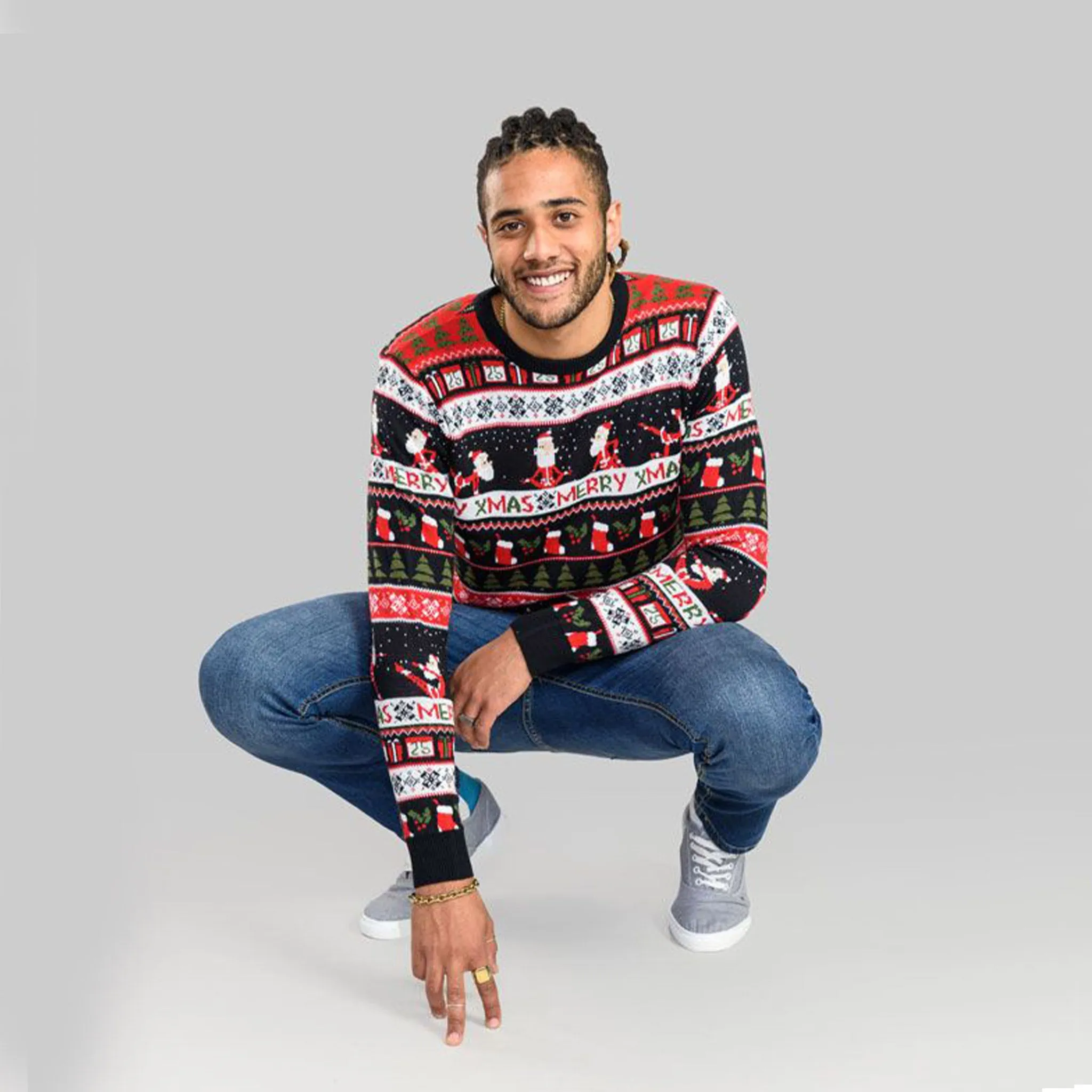 D555 Christmas Jumper - Eggnog Black/Red