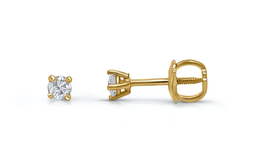 Earrings 14kt Gold 0.12 carats Diamonds Mini Studs