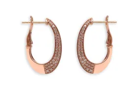 Earrings 14kt Gold Hoops One Side Diamonds