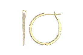 Earrings 14kt Gold Round Hoops & Diamonds