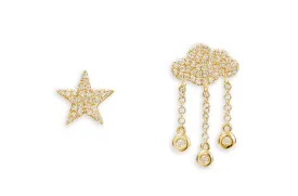 Earrings 14kt Gold Star & Cloud Studs