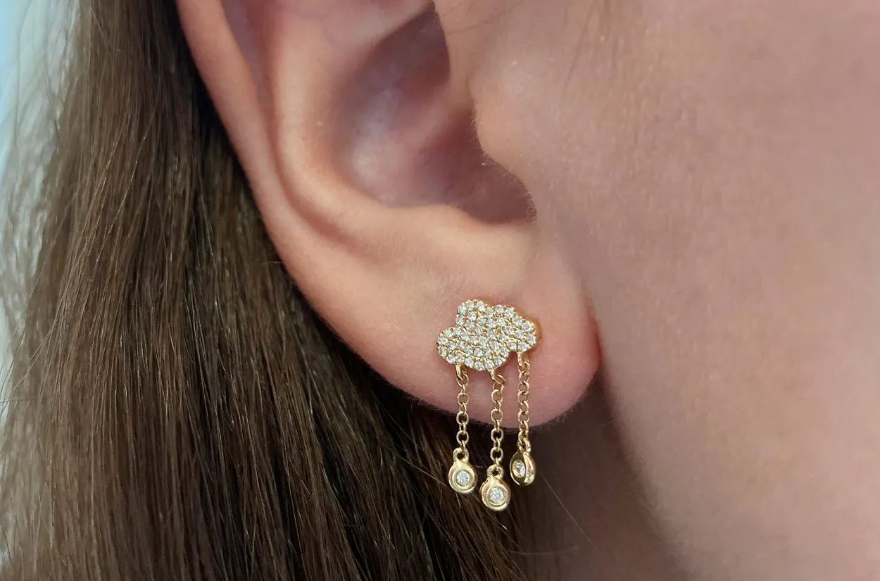 Earrings 14kt Gold Star & Cloud Studs