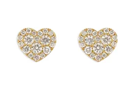 Earrings 18kt Gold Hearts & Diamonds Studs