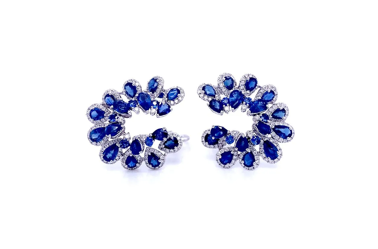 Earrings 18kt Gold Look-At-Me Sapphire & Diamonds