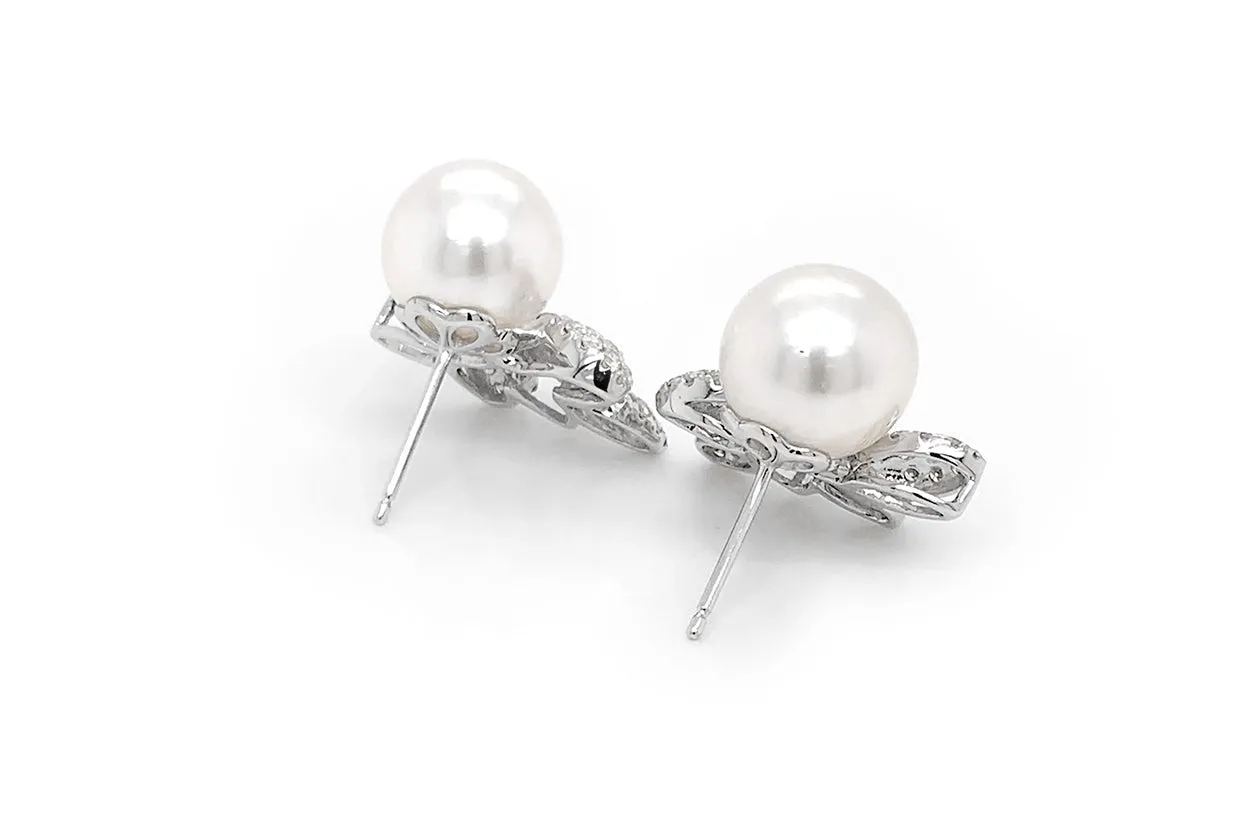 Earrings 18kt Gold South Sea Pearls & Diamonds