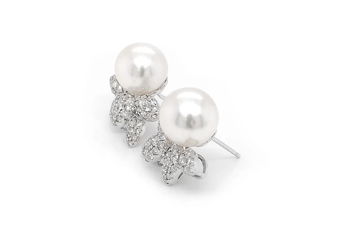 Earrings 18kt Gold South Sea Pearls & Diamonds