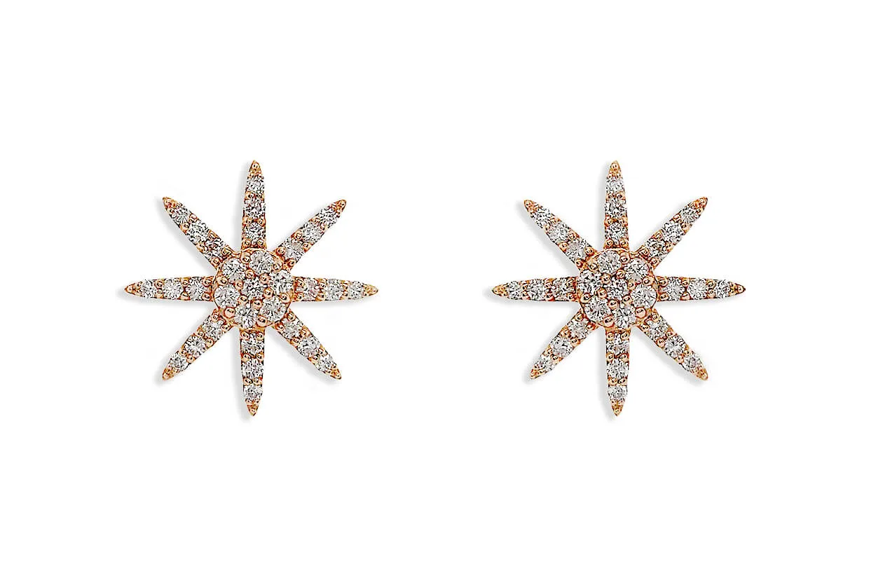 Earrings 18kt Gold Starburst & Diamonds