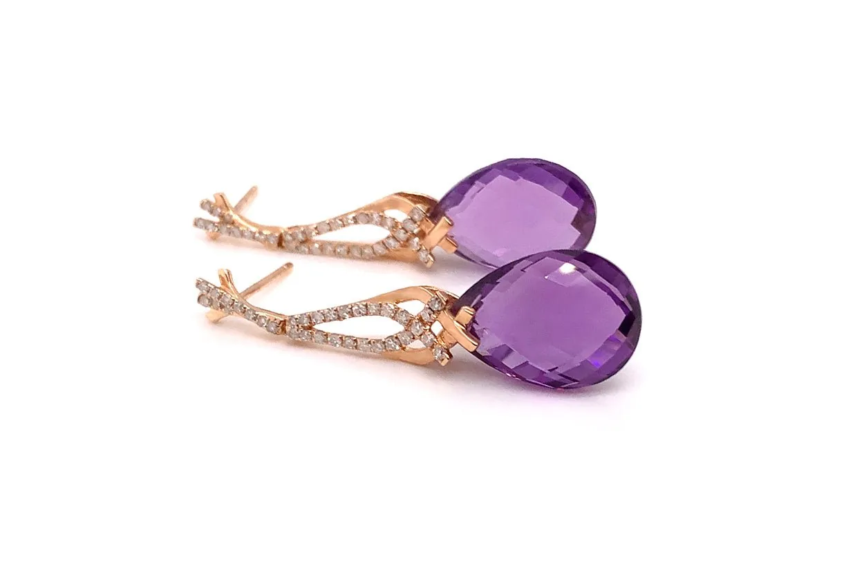 Earrings Amethyst Tear & Diamonds