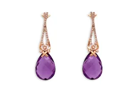 Earrings Amethyst Tear & Diamonds