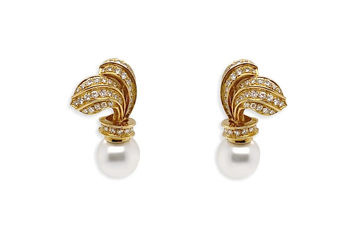 Earrings Classic 18kt Gold South Sea Pearls & Diamonds