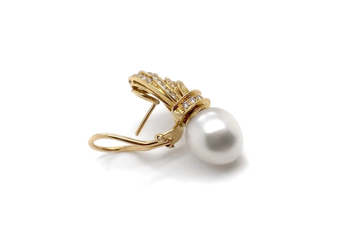 Earrings Classic 18kt Gold South Sea Pearls & Diamonds