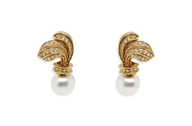 Earrings Classic 18kt Gold South Sea Pearls & Diamonds