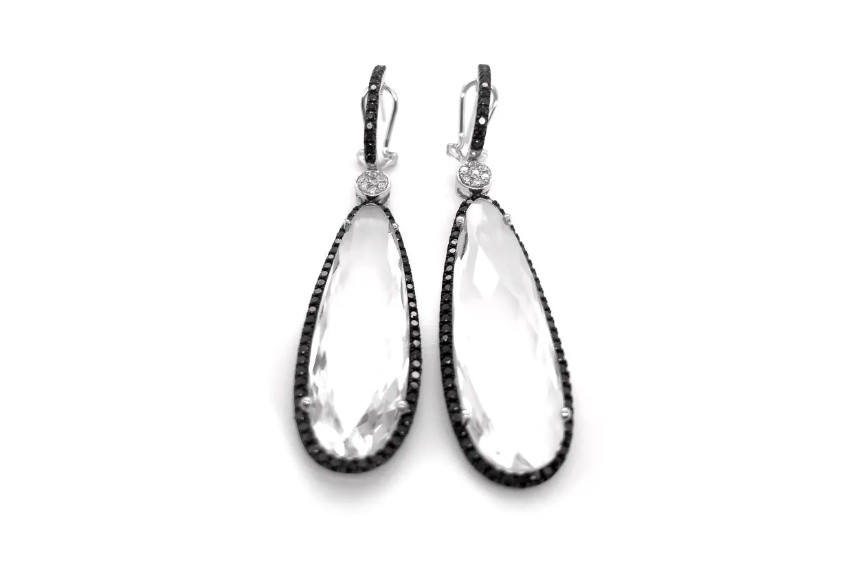 Earrings Clear Quartz & Black Diamonds