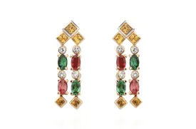 Earrings Colors Sapphires, Tsavorites & Diamonds