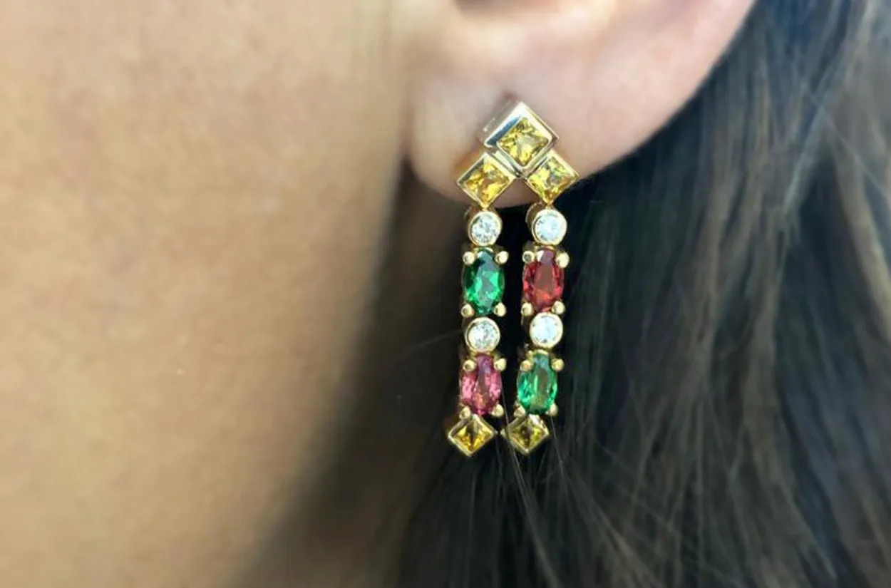 Earrings Colors Sapphires, Tsavorites & Diamonds