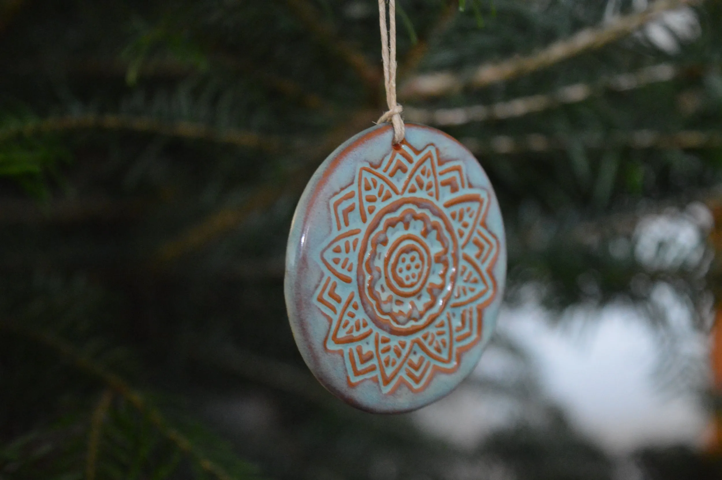 Earthy Christmas ornaments // ceramic decorations - set of 5