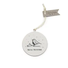 East of India Ceramic Flat Disc 'Merry Christmas' Decoration