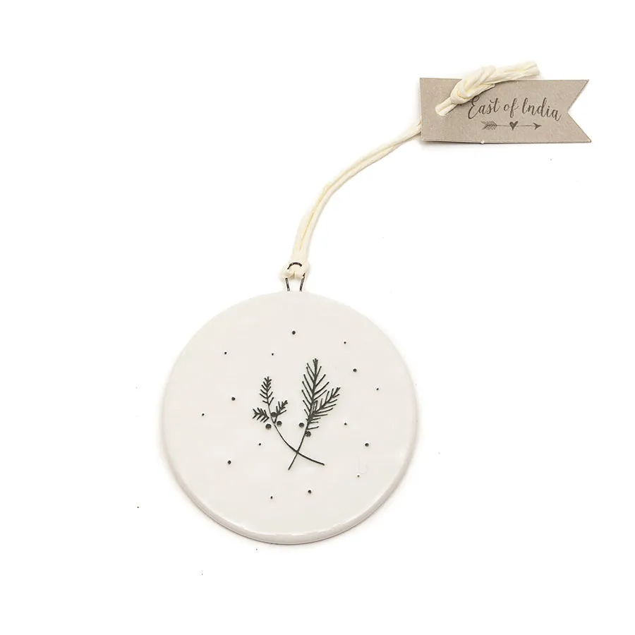 East of India Ceramic Flat Disc 'Merry Christmas' Decoration