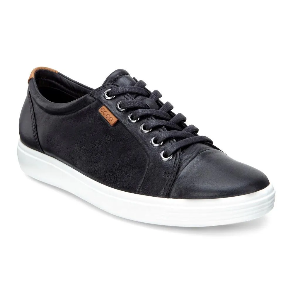 Black Leather ECCO Womens Soft 7 Sneaker - Style 430003