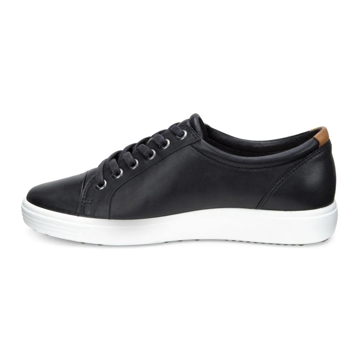 Black Leather ECCO Womens Soft 7 Sneaker - Style 430003