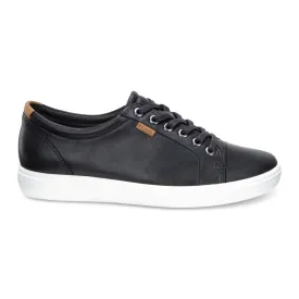 Black Leather ECCO Womens Soft 7 Sneaker - Style 430003