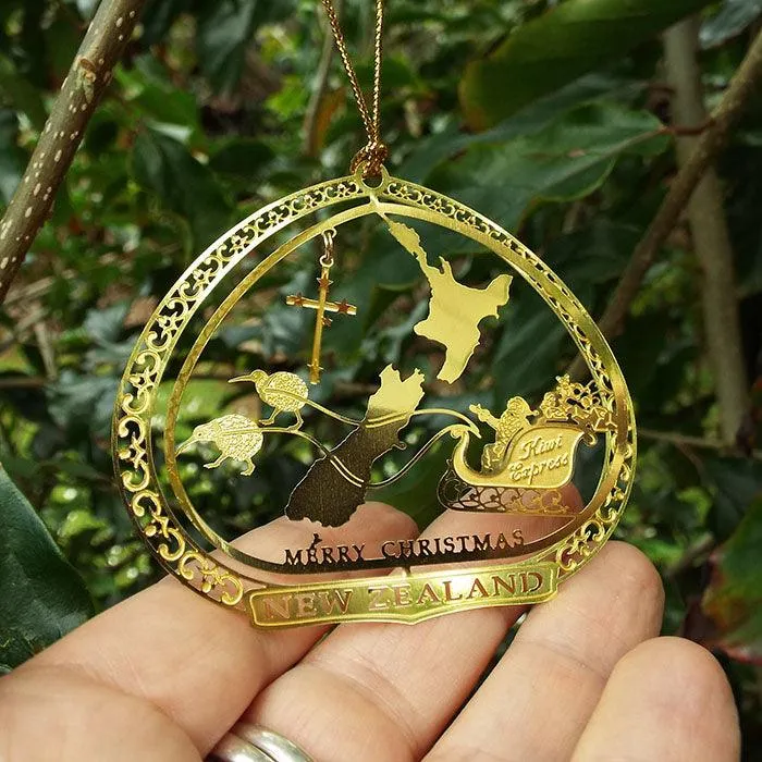 Elegant Gold New Zealand Christmas Ornament