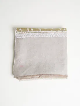 Embroidered Pashmina Shawl in Pistachio and Cream