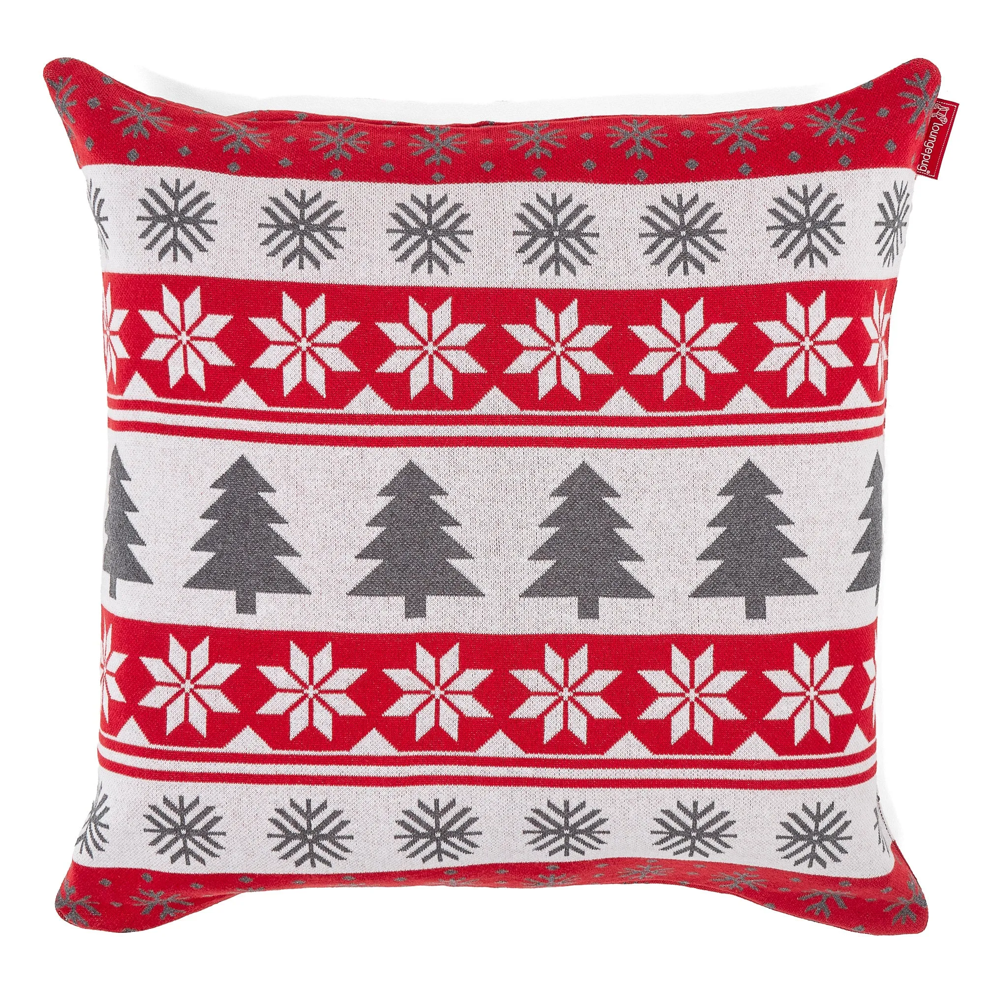 Extra Large Scatter Cushion Cover 70 x 70cm - Knitted Christmas Fairisle Red