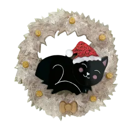 Felicity the Christmas black kitty - Brooch