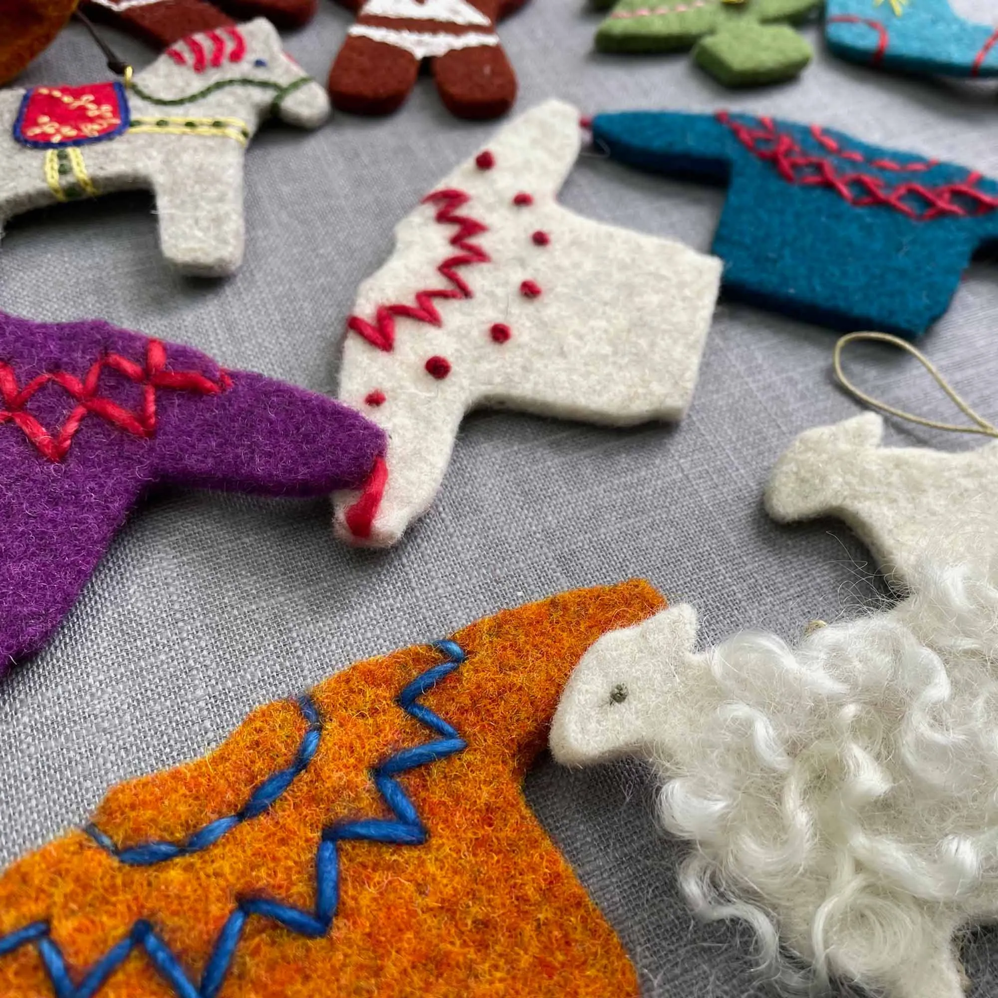 Festive Selection 33 Felt Shapes in thick wool felt ideal for Christmas