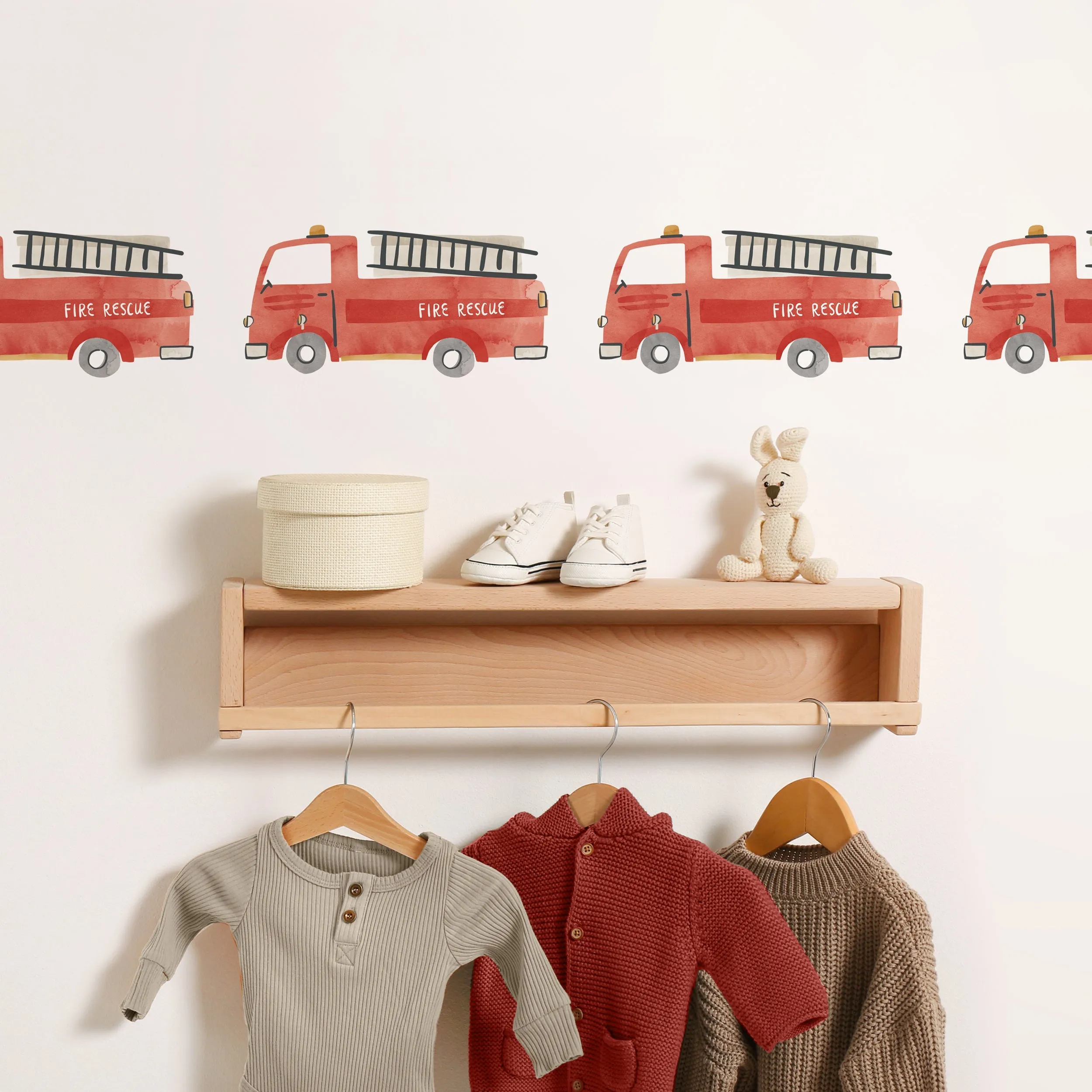 Fire Trucks Toss Wall Decal Set