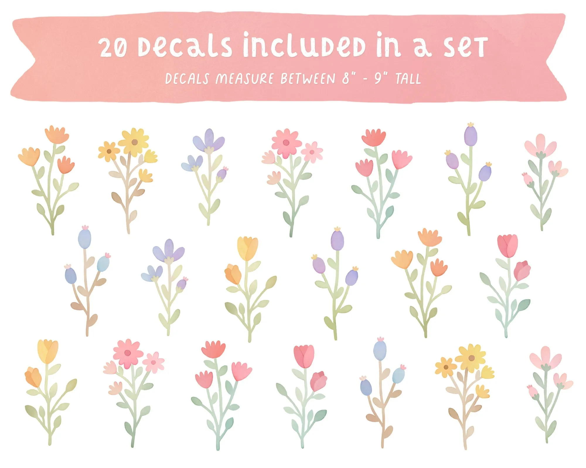 Floral Bunches Fabric Wall Decal Set - Pastel