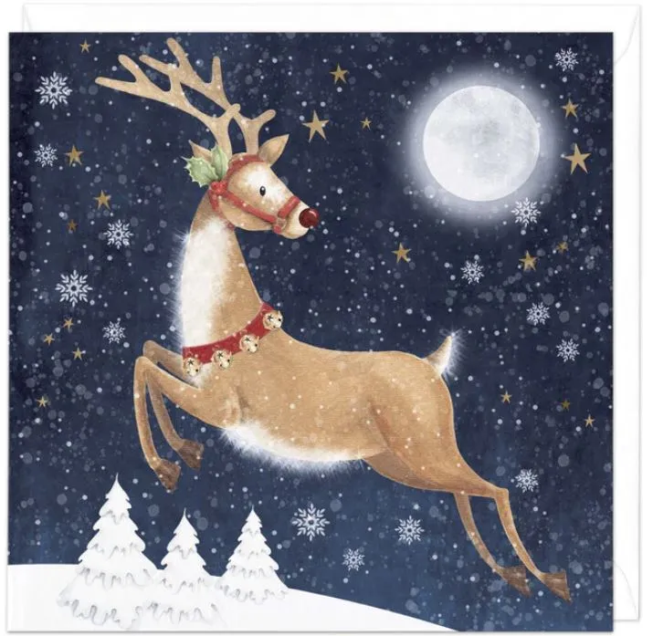 Flying Reindeer Christmas Card