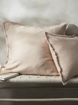 Fringe Linen Cushion Cover Blush Pink