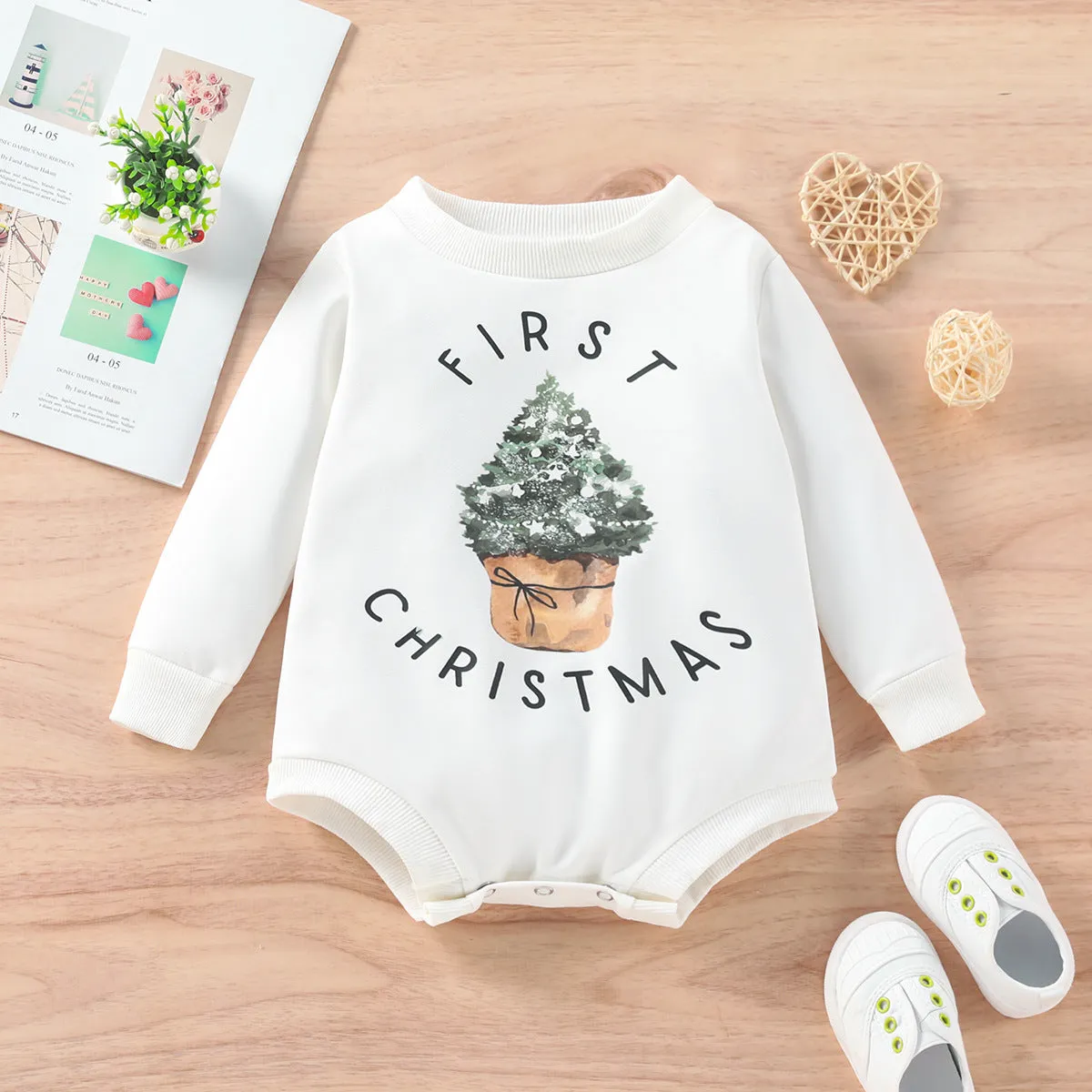 Frist Christmas Long-Sleeve Romper