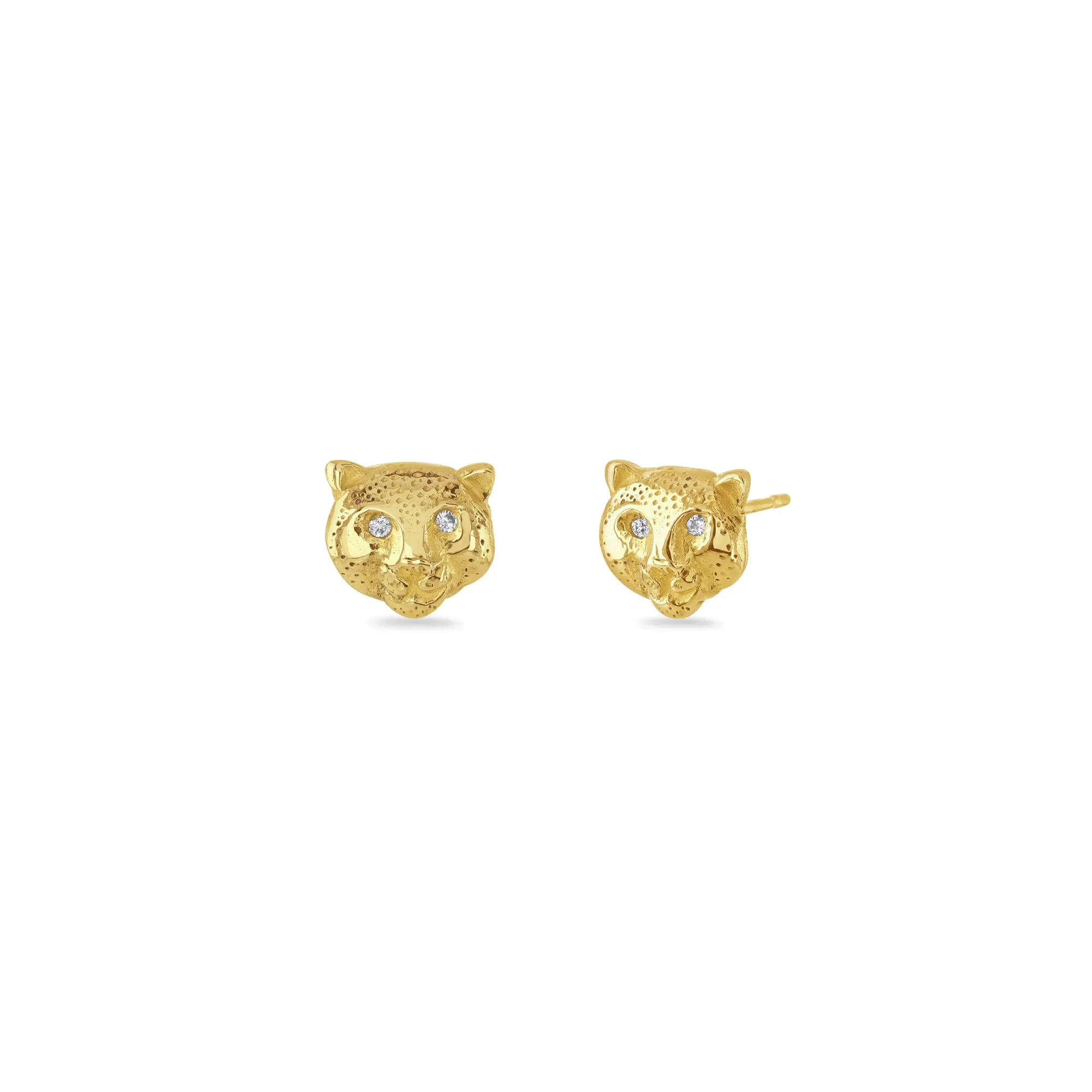 Gold & Diamond Snow Leopard Stud Earrings