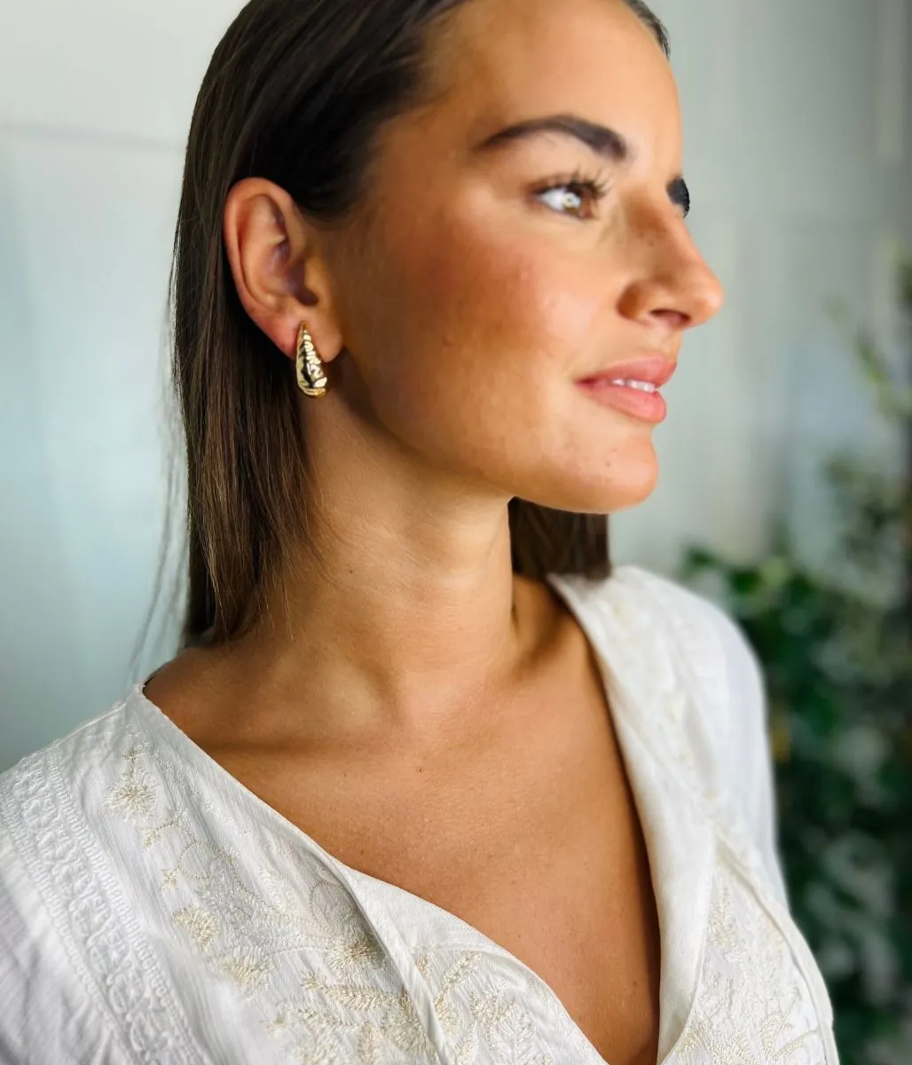 Gold Hammered Teardrop Earrings