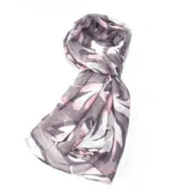 Grey/Pink Leafy Petals Scarf